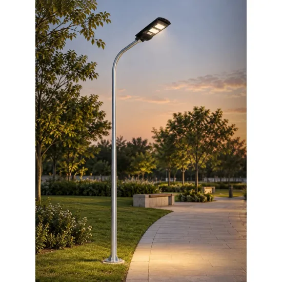 GLOBOSTAR® URBANO-280 GLB-000-0007 Μεταλλικός Γαλβανισμένος Στύλος Φωτισμού για Φωτοβολταϊκό Φωτιστικό Δρόμου Εξωτερικού Χώρου - Ασημί Γαλβανιζέ - Μ84 x Π25 x Υ280cm