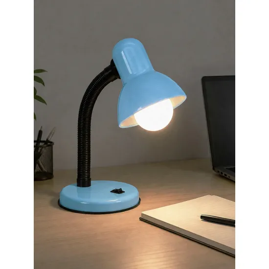 GLOBOSTAR® STUDENT GLB-102-0009 Μοντέρνο Επιτραπέζιο Φωτιστικό Πορτατίφ με Ντουί 1 x E27 AC 220-240V IP20 - Γαλάζιο & Μαύρο - Μ14 x Π14 x Υ32cm