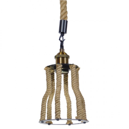 GLOBOSTAR® LANTERN 01186 Vintage Κρεμαστό Φωτιστικό Οροφής με Ντουί 1 x E27 AC 220-240V IP20 - Μπεζ & Μαύρο - Μ15 x Π15 x Υ24cm