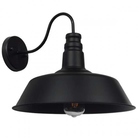 GLOBOSTAR® SORD 01053 Vintage Φωτιστικό Τοίχου - Απλίκα με Ντουί 1 x E27 AC 220-240V IP20 - Μαύρο - Μ36 x Π42 x Υ32cm