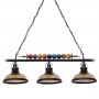 GLOBOSTAR® BILLIARD SERIES 01280 Vintage Κρεμαστό Φωτιστικό Οροφής με Ντουί 3 x E27 AC 220-240V IP20 - Μαύρο & Μελί - Μ96 x Π25 x Υ30cm
