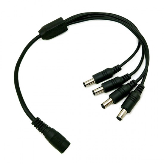 GLOBOSTAR® STRIPDC 77552 Ταχυσύνδεσμος DC Jack 5.5x2.1mm Θηλυκός σε 4 x Αρσενικούς IP20 - Μαύρο - Μ41 x Π2 x Υ1cm