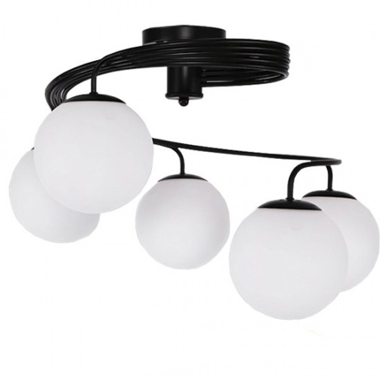GLOBOSTAR® SELINA 01090 Μοντέρνο Φωτιστικό Οροφής με Ντουί 5 x E27 AC 220-240V IP20 - Μαύρο & Λευκό - Μ63 x Π63 x Υ47cm