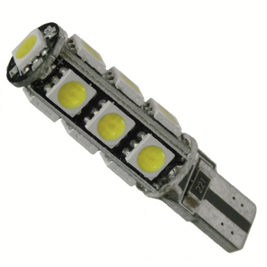 GloboStar® T10 W5W 21540 Λαμπτήρας LED T10 Can Bus με 13 SMD 5050 3.22W DC 12V IP20  660lm 120° Ψυχρό Λευκό