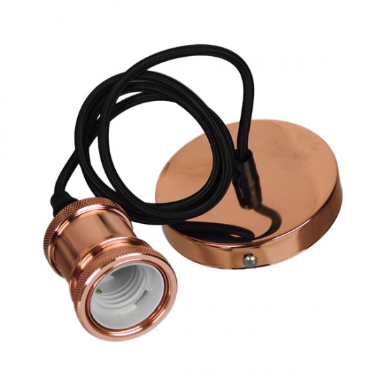 GLOBOSTAR® SUSPENS 90012 Μοντέρνο Κρεμαστό Φωτιστικό Οροφής με Ντουί 1 x E27 AC 220-240V IP20 - Μαύρο & Χάλκινο - Μ10 x Π10 x Υ88cm