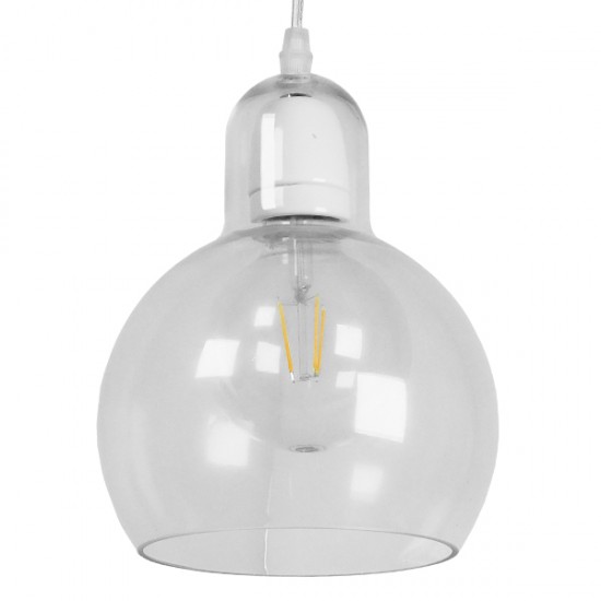 GLOBOSTAR® LUCREZIA 01314 Μοντέρνο Κρεμαστό Φωτιστικό Οροφής με Ντουί 1 x E27 AC 220-240V IP20 - Διάφανο - Μ18 x Π18 x Υ23cm