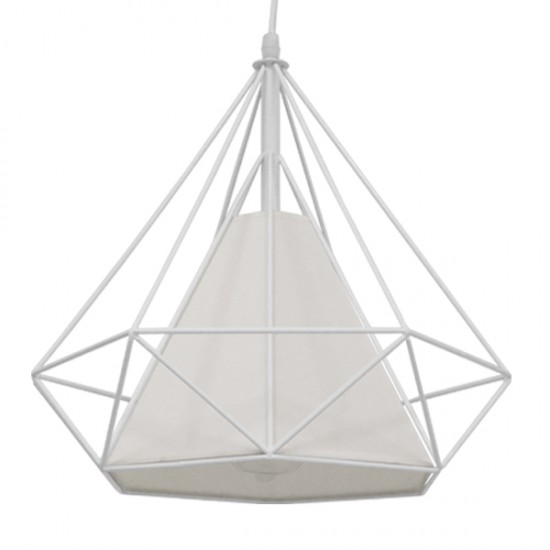 GLOBOSTAR® KAIRI 01619 Μοντέρνο Κρεμαστό Φωτιστικό Οροφής με Ντουί 1 x E27 AC 220-240V IP20 - Λευκό - Μ38 x Π38 x Υ39cm