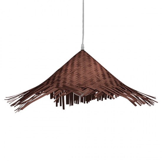 GLOBOSTAR® RICEHAT 01667 Boho Κρεμαστό Φωτιστικό Οροφής με Ντουί 1 x E27 AC 220-240V IP20 - Καφέ - Μ70 x Π70 x Y25cm