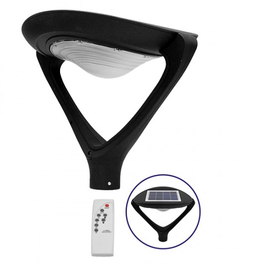 GLOBOSTAR® SQUARE 12117 Φωτιστικό Στύλου/Κολώνας Πλατείας/Πάρκου με Ασύρματο Χειριστήριο LED 25W 2500lm 120° Ενσωματωμένο Φωτοβολταϊκό Panel 5V 12W & Επαναφορτιζόμενη Μπαταρία Li-ion 3.2V 24000mAh με Αισθητήρα Κίνησης-Ημέρας-Νύχτας Αδιάβροχο IP65 Ψυχρό Λευκό 6000K - Γκρι Ανθρακί - Μ60 x Π47 x Υ48cm - 2 Χρόνια Εγγύηση