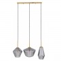 GLOBOSTAR® AMARIS 00975 Μοντέρνο Κρεμαστό Φωτιστικό Οροφής με Ντουί 3 x E27 AC 220-240V IP20 - Χρυσό & Ασημί - Μ75 x Π30 x Υ30cm