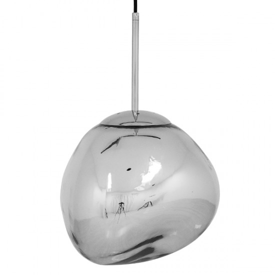 GLOBOSTAR® DIXAR 01460 Μοντέρνο Κρεμαστό Φωτιστικό Οροφής με Ντουί 1 x E27 AC 220-240V IP20 - Ασημί - Μ28 x Π28 x Υ40cm