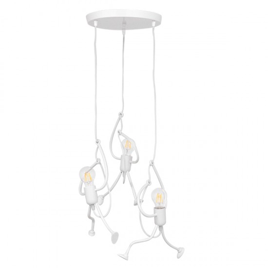 GLOBOSTAR® LITTLE MAN 01654 Μοντέρνο Κρεμαστό Φωτιστικό Οροφής με Ντουί 3 x E27 AC 220-240V IP20 - Λευκό - Μ45 x Π45 x Υ40cm