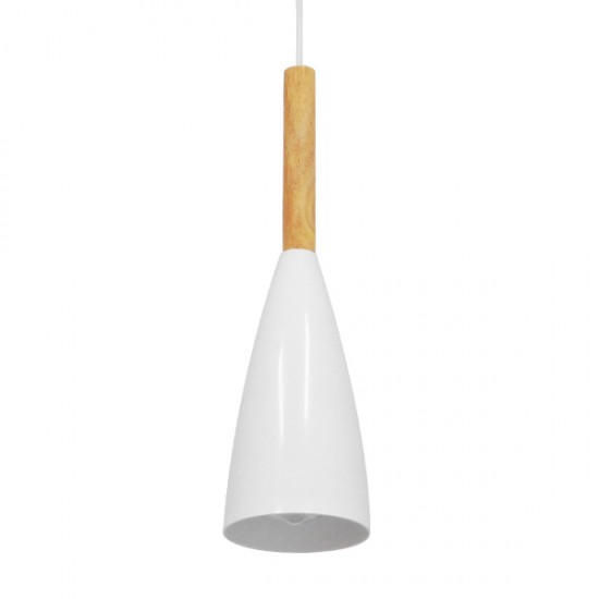 GLOBOSTAR® DILLON 00876 Μοντέρνο Κρεμαστό Φωτιστικό Οροφής με Ντουί 1 x E27 AC 220-240V IP20 - Λευκό & Μπεζ - Μ11 x Π11 x Υ36cm