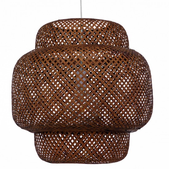 GLOBOSTAR® MALDIVES 01658 Boho Κρεμαστό Φωτιστικό Οροφής με Ντουί 1 x E27 AC 220-240V IP20 - Καφέ - Μ56 x Π56 x Υ54cm