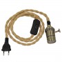 GLOBOSTAR® WHIP 91041 Μοντέρνο DIY Φωτιστικό με Πλεκτό Καλώδιο, Ντουί 1 x E27, Διακόπτη On/Off & Πρίζα AC 220-240V IP20 - Μπεζ & Μπρούτζινο - Μ150 x Π5.8 x Υ5.8cm