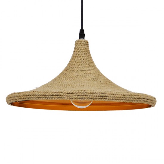 GLOBOSTAR® SHANGHAI ROPE 00917 Boho Κρεμαστό Φωτιστικό Οροφής με Ντουί 1 x E27 AC 220-240V IP20 - Μπεζ - Μ37 x Π37 x Υ20cm