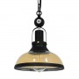 GLOBOSTAR® BILLIARD 00971 Vintage Κρεμαστό Φωτιστικό Οροφής με Ντουί 1 x E27 AC 220-240V IP20 - Mαύρο & Μελί - Μ25 x Π25 x Υ29cm