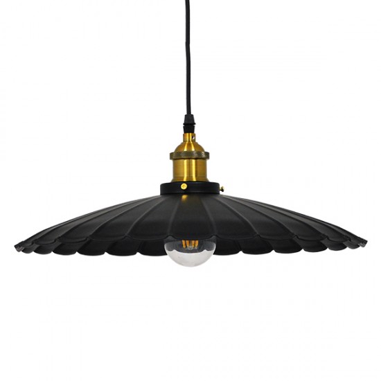 GLOBOSTAR® MARGI 00982 Vintage Κρεμαστό Φωτιστικό Οροφής με Ντουί 1 x E27 AC 220-240V IP20 - Μαύρο & Χρυσό - Μ40 x Π40 x Y15cm
