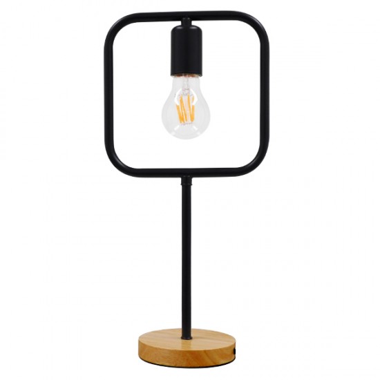 GLOBOSTAR® HONOR SQUARE 01435 Μοντέρνο Επιτραπέζιο Φωτιστικό Πορτατίφ με Ντουί 1 x E27 AC 220-240V IP20 - Μαύρο & Μπεζ - M20 x Π20 x Υ42cm