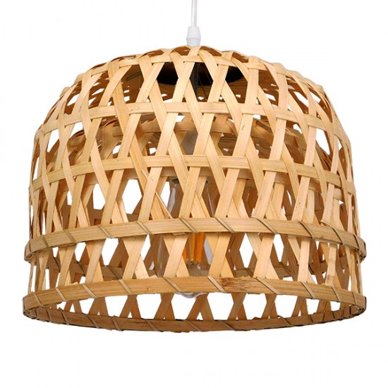GLOBOSTAR® MANGEA 01634 Boho Κρεμαστό Φωτιστικό Οροφής με Ντουί 1 x E27 AC 220-240V IP20 - Μπεζ - Μ32 x Π32 x Υ30cm