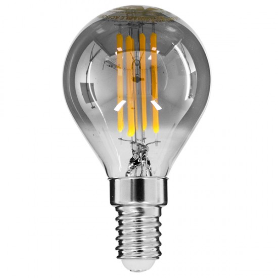 GLOBOSTAR® SPHERE 99063 Λάμπα E14 G45 LED 4W 400lm 360° AC 220-240V IP20 Θερμό Λευκό 2700K Dimmable - Filament Chip - Μαύρο Φιμέ - Μ4.5 x Π4.5 x Υ8.1cm - 3 Χρόνια Εγγύηση