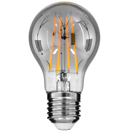 GLOBOSTAR® GLOBE 99067 Λάμπα E27 A60 LED 8W 800lm 360° AC 220-240V IP20 Θερμό Λευκό 2700K Dimmable - Long Filament Chip - Μαύρο Φιμέ - Μ6 x Π6 x Υ11cm - 3 Χρόνια Εγγύηση