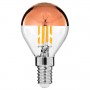 GLOBOSTAR® SPHERE 99109 Λάμπα E14 G45 LED 4W 420lm 320° AC 220-240V IP20 Ultra Θερμό Λευκό 2200K Dimmable - Filament Chip - Διάφανο με Χάλκινο Ανεστραμμένο Καθρέπτη - Μ4.5 x Π4.5 x Υ8.1cm - 3 Χρόνια Εγγύηση