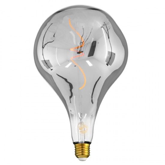GLOBOSTAR® ROCK 99176 Λάμπα E27 R170 LED 6W 480lm 360° AC 220-240V IP20 Θερμό Λευκό 2700K Dimmable - Soft S Spiral Filament Chip - Μαύρο Φιμέ - Μ16.7 x Π16.7 x Υ29cm - 3 Χρόνια Εγγύηση