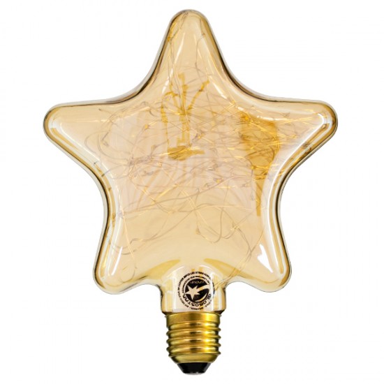 GLOBOSTAR® DECOSTAR 99225 Λάμπα E27 DSC125 LED 2W 150lm 360° AC 220-240V IP20 Ultra Θερμό Λευκό 2200K - Copper String Chip - Μελί - Μ15 x Π6 x Υ18cm - 3 Χρόνια Εγγύηση