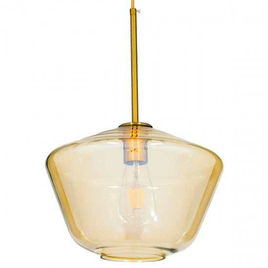 GLOBOSTAR® AMARIS 00870 Μοντέρνο Κρεμαστό Φωτιστικό Οροφής με Ντουί 1 x E27 AC 220-240V IP20 - Χρυσό Πλατίνα & Μελί - Μ30 x Π30 x Y22cm