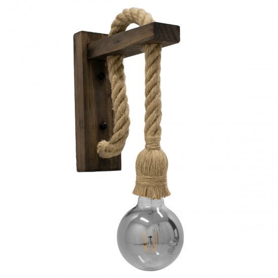 GLOBOSTAR® KENSI 00883 Boho Φωτιστικό Τοίχου - Απλίκα με Ντουί 1 x E27 AC 220-240V IP20 - Καφέ & Μπεζ - Μ7 x Π19 x Υ28cm