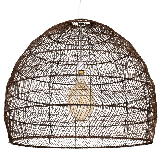 GLOBOSTAR® MALIBU 00967 Boho Κρεμαστό Φωτιστικό Οροφής με Ντουί 1 x E27 AC 220-240V IP20 - Καφέ - Μ100 x Π100 x Y86cm