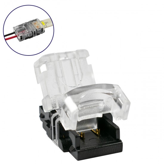 GLOBOSTAR® STRIPCON 70716 Ταχυσύνδεσμος για Μονόχρωμη Ταινία LED 8mm σε 2 Καλώδια Αδιάβροχο IP65 - Διάφανο - Μ1.3 x Π2.4 x Υ0.8cm