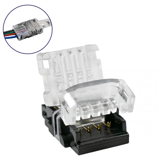 GLOBOSTAR® STRIPCON 70722 Ταχυσύνδεσμος για RGB Ταινία LED 10mm σε 4 Καλώδια IP20 - Διάφανο - Μ1.5 x Π2.4 x Υ0.8cm