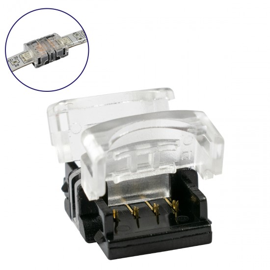 GLOBOSTAR® STRIPCON 70723 Ταχυσύνδεσμος για RGB Ταινία LED 10mm σε 10mm Αδιάβροχο IP65 - Διάφανο - Μ1.5 x Π1.9 x Υ0.8cm