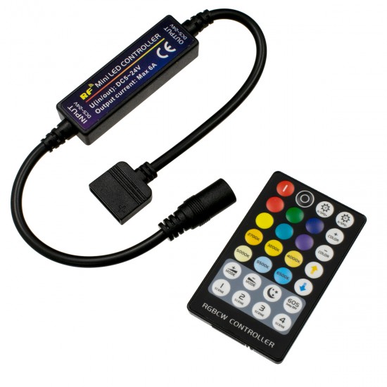 GLOBOSTAR® CONTROLI 73427 Σετ Dimmer / Controller με RF Ασύρματο Χειριστήριο με 5 x 1.2A 28.8W Κανάλια DC 5-24V 6A 144W Max IP20 - RF2.4Ghz - Μ30 x Π1.7 x Υ1.1cm - 2 Χρόνια Εγγύηση