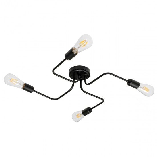 GLOBOSTAR® LIBERTA 00838 Vintage Φωτιστικό Οροφής με Ντουί 4 x E27 AC 220-240V IP20 - Μαύρο - Μ44.5 x Π44.5 x Υ12cm