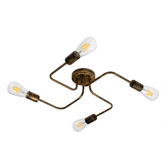 GLOBOSTAR® LIBERTA 00839 Μοντέρνο Φωτιστικό Οροφής με Ντουί 4 x E27 AC 220-240V IP20 - Χάλκινο - Μ44.5 x Π44.5 x Υ12cm