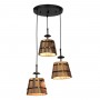 GLOBOSTAR® CEBU 00888 Vintage Κρεμαστό Φωτιστικό Οροφής με Ντουί 3 x E27 AC 220-240V IP20 - Καφέ & Μαύρο - Μ40 x Π40 x Y210cm