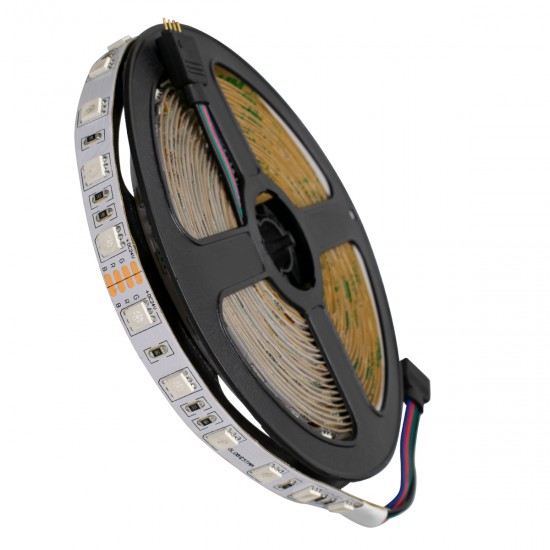 GLOBOSTAR® LUMAR 70229 Ταινία LED 14.4W/m 936lm/m 120° DC 24V IP20 60 x SMD5050 Chip/m Πολύχρωμο RGB Dimmable - Sanan SMD Chip - Μ500 x Π1 x Υ0.2cm - Ρολό 5 Μέτρων - 5 Χρόνια Εγγύηση