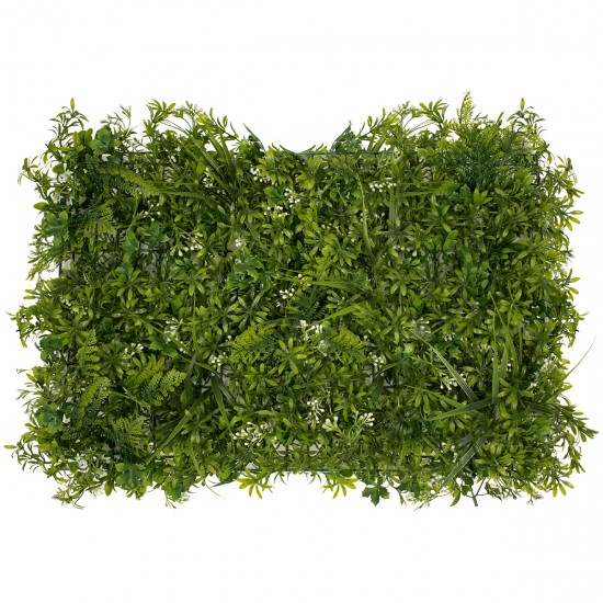 GLOBOSTAR® FERN 78401 Τεχνητό Πάνελ Φυλλωσιάς / Κάθετος Κήπος Γάλιο, Φτέρη, Γκι & Γρασίδι - Πράσινο - Μ60 x Π9 x Υ40cm