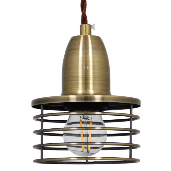 GLOBOSTAR® MANHATTAN 01455 Μοντέρνο Κρεμαστό Φωτιστικό Οροφής με Ντουί 1 x E27 AC 220-240V IP20 - Μπρούτζινο - Μ11 x Π11 x Υ14cm