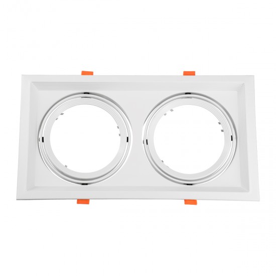 GLOBOSTAR® VITA 77854 Χωνευτή Κινούμενη Βάση για 2 x Σποτ AR111 για Ντουί GU10/GU5.3 IP20 - Λευκό - Μ33.5 x Π18 x Υ5.5cm / Q32.5 x 17cm