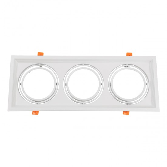 GLOBOSTAR® VITA 77856 Χωνευτή Κινούμενη Βάση για 3 x Σποτ AR111 για Ντουί GU10/GU5.3 IP20 - Λευκό - Μ48.7 x Π18 x Υ5.5cm / Q47.5 x 17cm