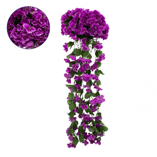 GLOBOSTAR® PHLOX 78051 Τεχνητό Κρεμαστό Φυτό Φλόξ - Βιολετί & Πράσινο - Μ30 x Π30 x Υ80cm