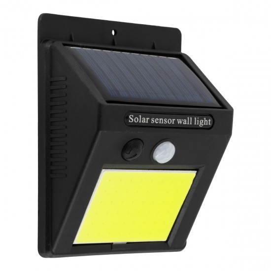 GLOBOSTAR® VELION 71495 Προβολέας με Ανιχνευτή PIR / Αισθητήρα Κίνησης LED 10W 500lm 120° DC 5V με Φωτοβολταϊκό Panel 5V 0.3W & Επαναφορτιζόμενη Μπαταρία Li-ion 3.2V 1200mAh Αδιάβροχο IP65 Ψυχρό Λευκό 6000K - Sanan COB Chip - Μαύρο - Μ9.6 x Π4.8 x Υ12.4cm - 2 Χρόνια Εγγύηση