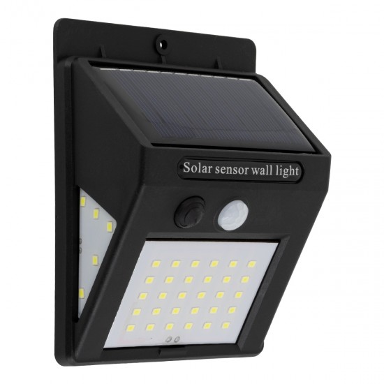 GLOBOSTAR® VELION 71501 Προβολέας με Ανιχνευτή PIR / Αισθητήρα Κίνησης LED 8W 400lm 180° DC 5V με Φωτοβολταϊκό Panel 5V 0.3W & Επαναφορτιζόμενη Μπαταρία Li-ion 3.2V 1200mAh Αδιάβροχο IP65 Ψυχρό Λευκό 6000K - Sanan SMD Chip - Μαύρο - Μ9.6 x Π4.8 x Υ12.4cm - 2 Χρόνια Εγγύηση