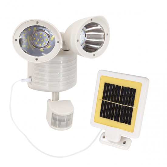 GLOBOSTAR® ARCOR 71508 Προβολέας με Ανιχνευτή PIR / Αισθητήρα Κίνησης LED 10W 500lm 180° DC 5V με Φωτοβολταϊκό Panel 5V 0.3W & Επαναφορτιζόμενη Μπαταρία Li-ion 3.2V 1200mAh Αδιάβροχο IP54 Ψυχρό Λευκό 6000K - Sanan SMD Chip - Λευκό - Μ19 x Π11 x Υ29cm - 2 Χρόνια Εγγύηση