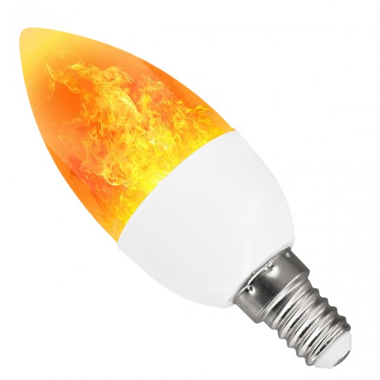GLOBOSTAR® CANDLE 76074 Λάμπα Κεράκι E14 C37 LED 5W 250lm 260° AC 220-240V IP20 Πορτοκαλί 2200K με Εφέ Φλόγας - Λευκό Γαλακτερό - Μ3.7 x Π3.7 x Υ10.4cm - 2 Χρόνια Εγγύηση