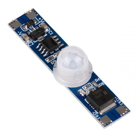 GLOBOSTAR® SENSORA 70697 Ανιχνευτής PIR / Αισθητήρας Κίνησης Ειδικός για Προφίλ Αλουμινίου 180° DC 5-24V 6A 144W Max IP20 - Μ4.9 x Π1 x Υ1.2cm - 2 Χρόνια Εγγύηση